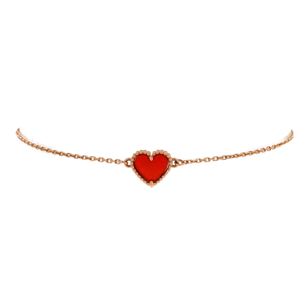 Van Cleef & Arpels Sweet Alhambra Heart Bracelet 18K Rose Gold with Carnelian